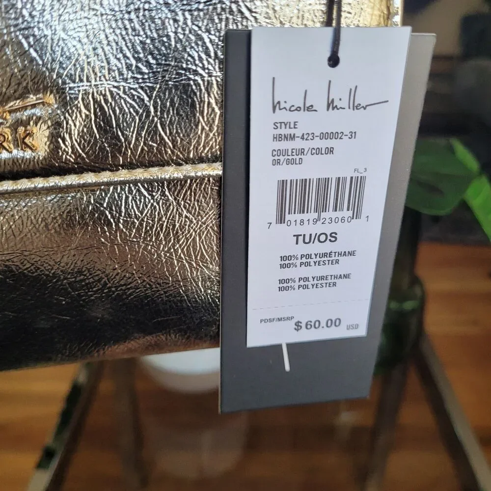 Nicole Miller Metallic Gold Vegan Leather Handbag Purse Shoulder Bag NWT $60 NEW - Picture 4 of 16